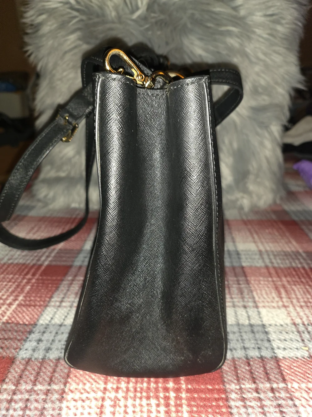 Michael Kors Black Saffiano Leather Tote with Gold Hardware